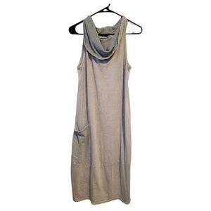 Chalet Acid Wash Cowl Neck Midi Dress Size Medium Cotton Hemp Lagenlook